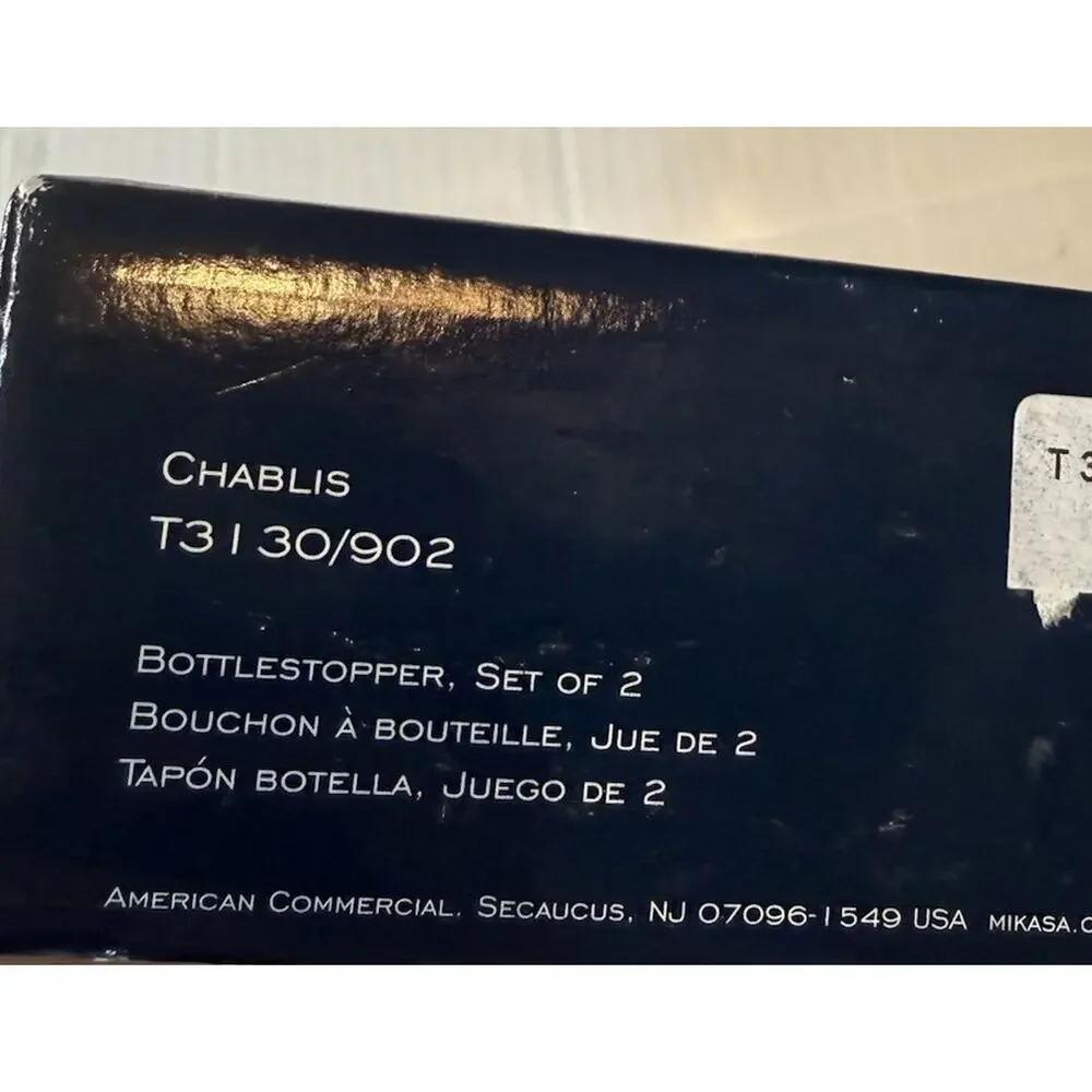 Mikasa Chablis Crystal Glass Bottle Wine Stoppers Set of 2 new in Box